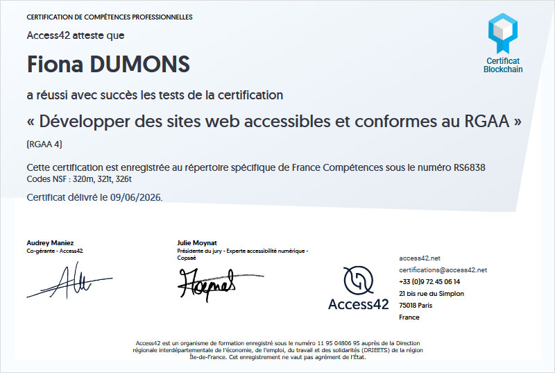 Certificat Accessibilite Web RGAA