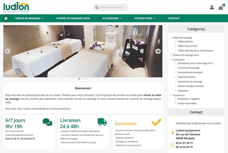 Site e-commerce pour vente d\'équipement de massage