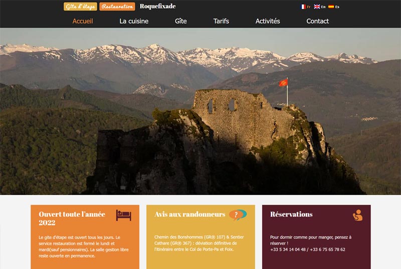 Site vitrine du Gite d\'étape de Roquefixade